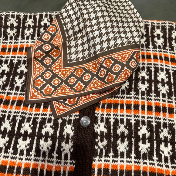 Brown Orange Cream Glentex Acetate MCM Scarf - Picture 11 of 15